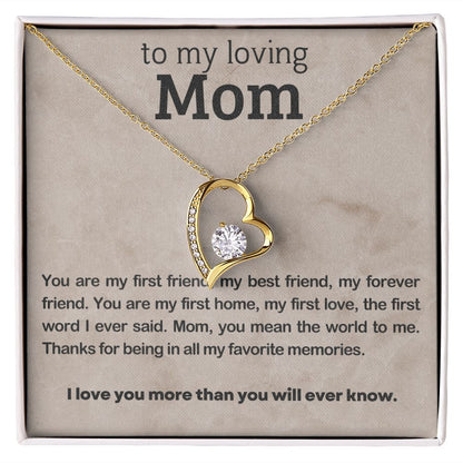 TO MY LOVING MOM, FOREVER LOVE NECKLACE WITH MESSAGE CARD FOR MOM, BIRTHDAY, MOTHER'S DAY GIFT FOR HER