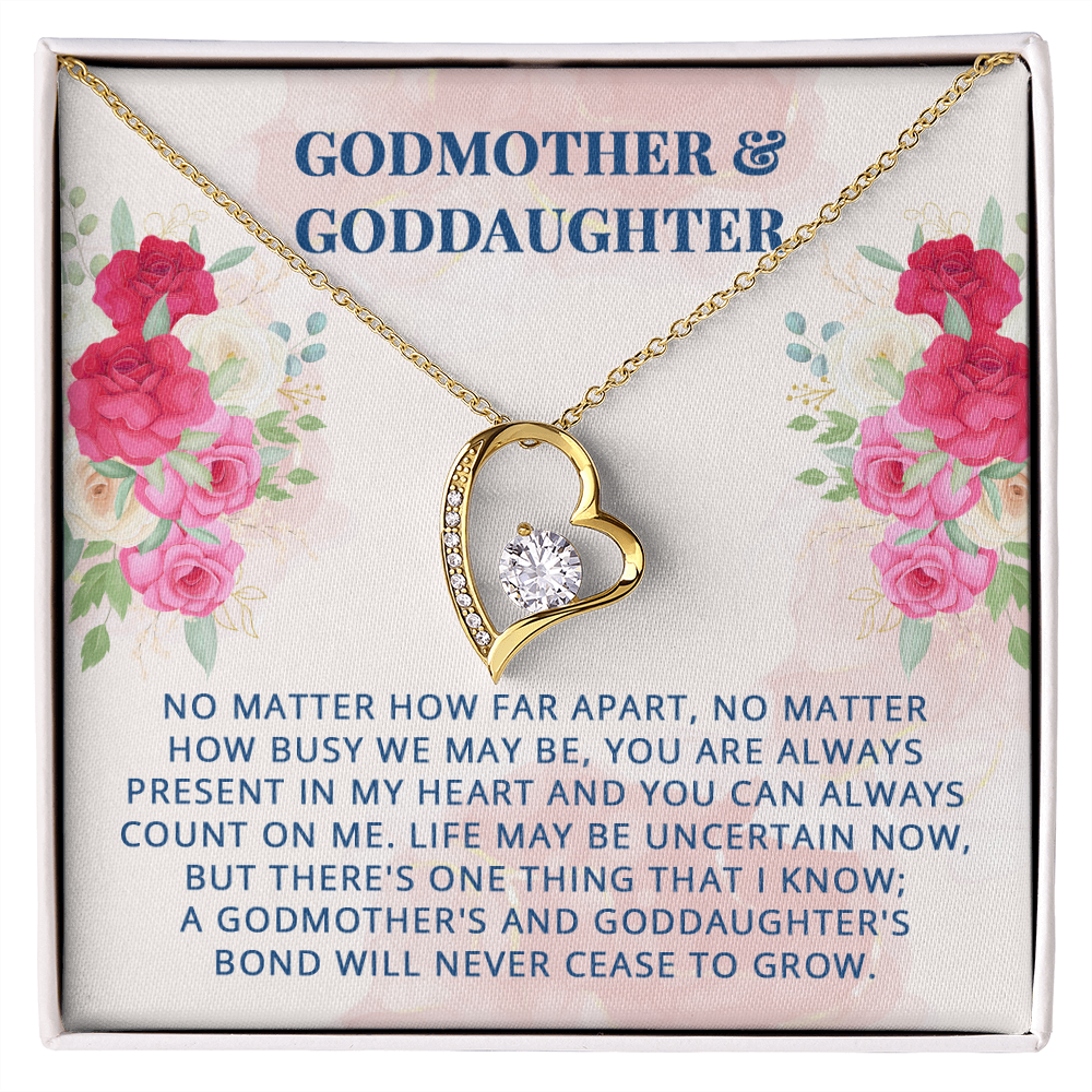 To My Godmother, Forever Love Necklace With You Are Always Present In My Heart Message Card, Mother's Day Gift, Pendant For Her, Birthday, Anniversary, Gift For Her, Jewelry For Her