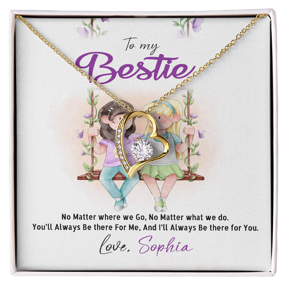 To My Bestie, Forever Love Necklace With I'll Always Be There For You Custom Message Card, Necklace for Her, Birthday, Gift For Her, Jewelry For Her, Pendant For Her