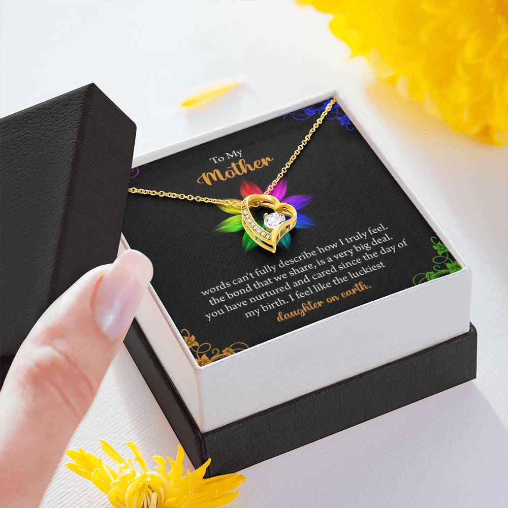 To My Mother, You Have Nurtured And Cared Since the Day Of My Birth, Love forever Necklace, Gold/Silver Pendant With Message Card, Jewelry For Her