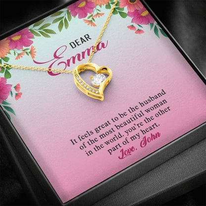 Dear Wife, You're The Other Part Of My Heart, Personalized Love Pendant, Gift For Birthday, Valentine's Gift, Heart Necklace, Customized Couple Jewelry