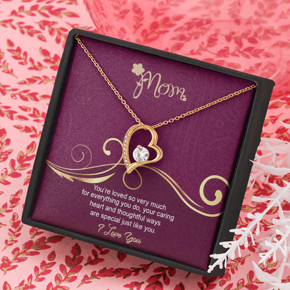 Mom, Forever Love Necklace With Love You For Everything You Do Message Card, Mother's Day Gift, Birthday, Anniversary, Gift For Her, Jewelry For Her, Pendant For Her