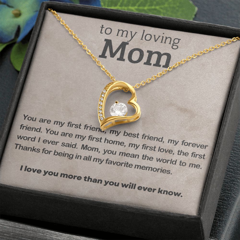 TO MY LOVING MOM, FOREVER LOVE NECKLACE WITH MESSAGE CARD FOR MOM, BIRTHDAY, MOTHER'S DAY GIFT FOR HER