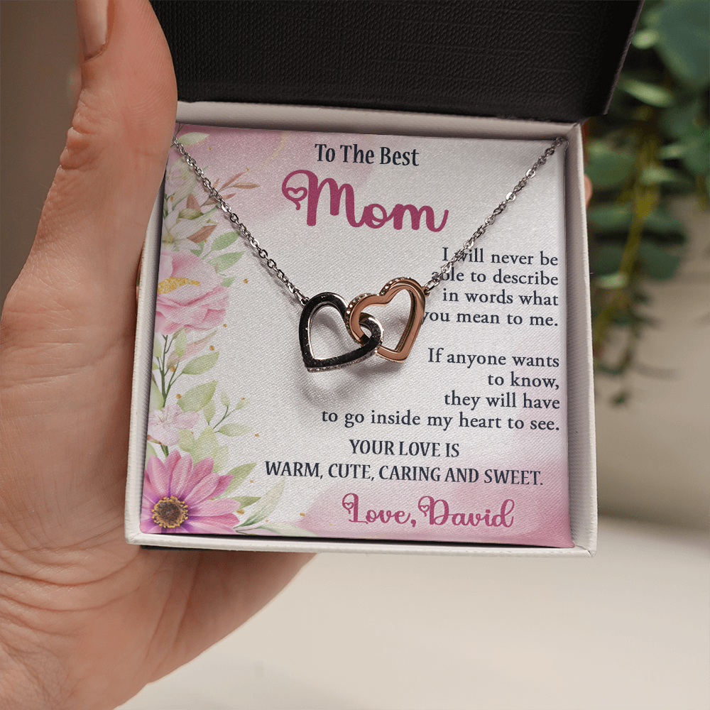 To The Best Mom, Interlocking Hearts Necklace, Gift For Mom, Mother's Day Special Gift, Mom's Birthday Gift, Custom Pendant For Mom, Necklace For Mom, Precious Gift For Mom