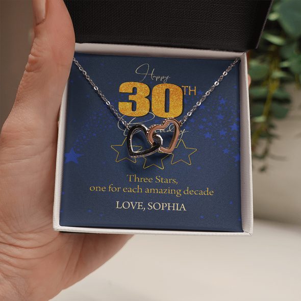 Customized Birthday Year & Name, Interlocking Hearts Necklace, Gift For Wife/Mom/Girlfriend/Sister, Best Birthday Gift For Her, Jewelry For Her, Necklace For Her, Precious Gift For Her