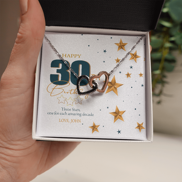 Customized Birthday Year & Name, Interlocking Hearts Necklace, Gift For Wife/Mom/Girlfriend/Sister, Precious Gift For Her, Necklace For Her, Best Birthday Gift For Her, Jewelry For Her