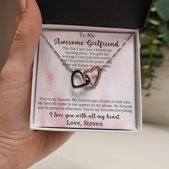 Customized Pendant For My Awesome Girlfriend, Interlocking Hearts Necklace, Customized Pendant For Her, Birthday Gift, Christmas, Anniversary, Gift For Her, Valentine's Day, Jewelry For Her