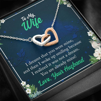 Two Hearts Necklace With Message Card, Gold/silver Heart Necklace, Gift for Wife, Jewelry for Her, To My Wife You Are Already Mine