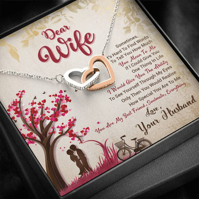 Valentine's Day Gift, To My Wife You Are So Special to Me Pendant, Interlocking Heart Pendant, Gold/silver Necklace With Message Card, Present for Wife, Couple Gifts