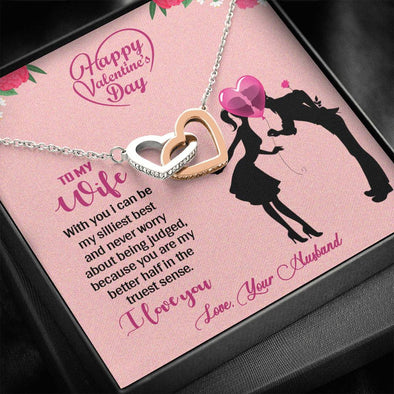 Interlocking Heart Necklace for Wife, Gold/silver Necklace, Pendant for Wife, Jewelry for Her, To My Wife You Are My Better Half Necklace