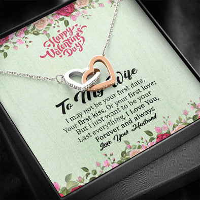 Interlocking Heart Necklace for Wife, Heart Shape Pendant for Wife, Gold/silver Necklace, Couple Jewelry, Couple Collection, I Love You Forever and Always Pendant