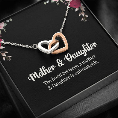 Interlocking Heart Necklace For Mom, Gift For Mother's Day, Christmas, Birthday, Gift For Her, Silver And Golden Necklace with Message Card