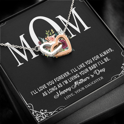 To My Beautiful Mom, Interlocking Hearts Necklace, Birthday, Mother's Day, Christmas, Pendant For Mom, Anniversary, Gift For Her, Valentine's Day, Jewelry For Mommy