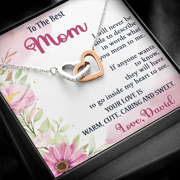 To The Best Mom, Interlocking Hearts Necklace, Gift For Mom, Mother's Day Special Gift, Mom's Birthday Gift, Custom Pendant For Mom, Necklace For Mom, Precious Gift For Mom