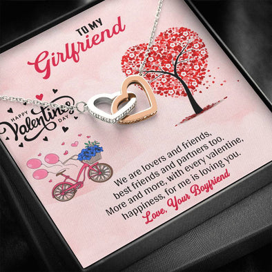 To My Girlfriend/soulmate/wife Happiness Is Loving You Necklace, Interlocking Hearts Pendant, Gold/silver Necklace With Message Card, Jewelry for Her, Couple Gifts