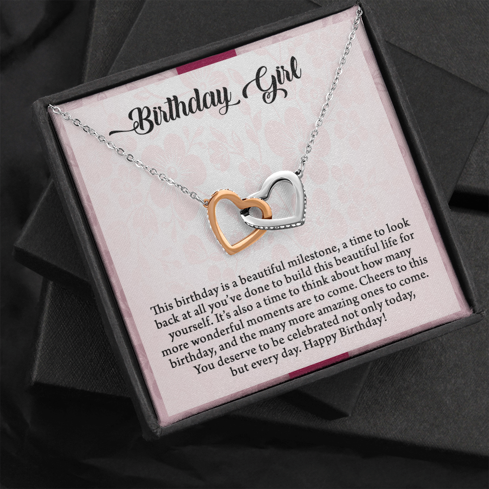 Birthday Girl, Interlocking Hearts Necklace, Birthday Gift For Her, Jewelry For Her, Present For Her Birthday, Necklace For Her, Gift For Her