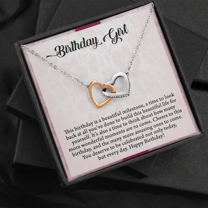 Birthday Girl, Interlocking Hearts Necklace, Birthday Gift For Her, Jewelry For Her, Present For Her Birthday, Necklace For Her, Gift For Her