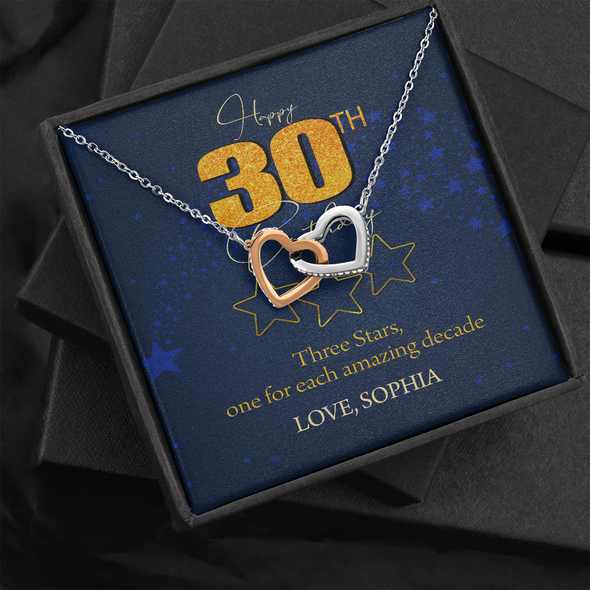 Customized Birthday Year & Name, Interlocking Hearts Necklace, Gift For Wife/Mom/Girlfriend/Sister, Best Birthday Gift For Her, Jewelry For Her, Necklace For Her, Precious Gift For Her