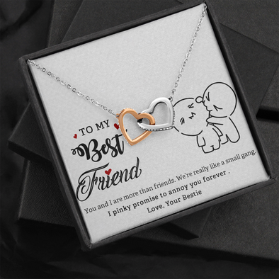 To My Best Friend, Interlocking Hearts Necklace With You And I Are More Than Friends Message Card, Necklace for Her, Pendant For Her, Birthday, Gift For Her, Jewelry For Her