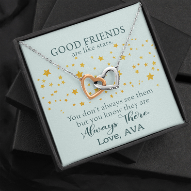 To My Good Friends, Interlocking Hearts Necklace With You Don't Always See Them Custom Message Card, Jewelry For Her, Birthday, Gift For Her, Necklace for Her