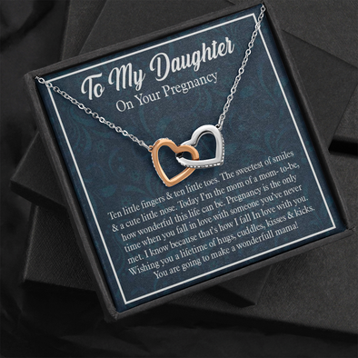 On Your Pregnancy, Interlocking Hearts Necklace With You Are Going to Make A Wonderful Mama Message Card, Pendant For Her, Pregnancy Gift For Your Daughter, Necklace For Her