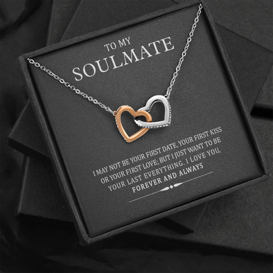 My Soulmate, Interlocking Hearts Necklace With Message Card, Jewelry For Her, Anniversary, Birthday, Gift For Her, Pendant For Her, Attractive Necklace With Message Card