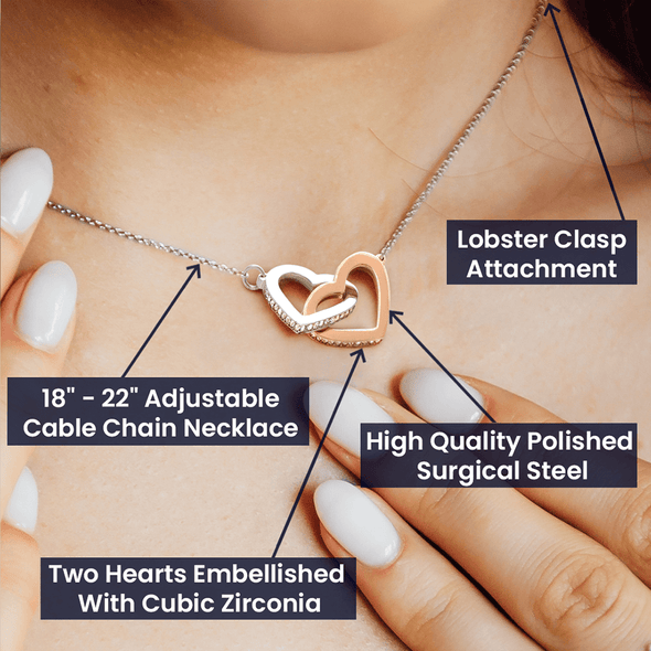 To My Beautiful Wife, Interlocking Hearts Necklace, Customized Pendant For Her, Jewelry For Her, Birthday Gift, Anniversary, Christmas, Gift For Her, Valentine's Day
