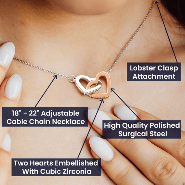 Customized Birthday Year & Name, Interlocking Hearts Necklace, Gift For Wife/Mom/Girlfriend/Sister, Precious Gift For Her, Necklace For Her, Best Birthday Gift For Her, Jewelry For Her