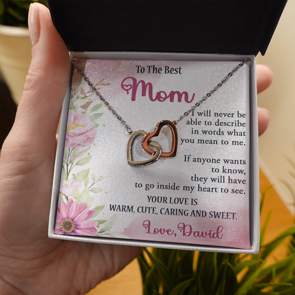 To The Best Mom, Interlocking Hearts Necklace, Gift For Mom, Mother's Day Special Gift, Mom's Birthday Gift, Custom Pendant For Mom, Necklace For Mom, Precious Gift For Mom