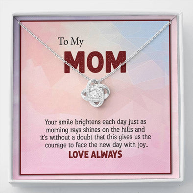 To My Mom, Your Smile Brightens Each Day, Love Knot Necklace, Gift For Mother's Day, Christmas, Birthday, Silvery Jewelry With Message Card, Mom/Daughter Gifts