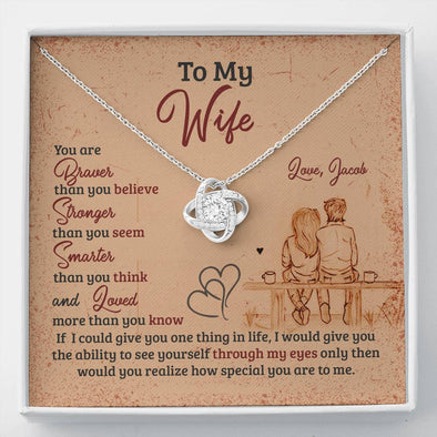 To My Wife, You Are Smarter Than You Think, Knot Necklace For Her, Jewelry For Wife, Necklace With Message Card, Accessories, Personalized Gift