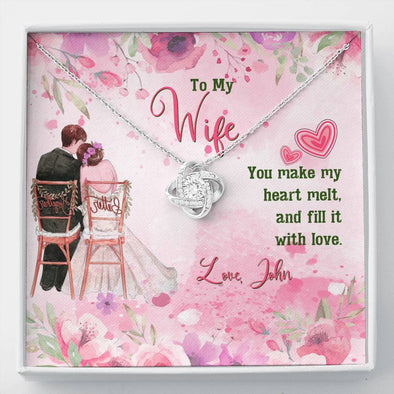 You Make My Heart Melt, Couple Accessories, Personalized Gift, Jewelry For Her, Customized Knot Necklace, Anniversary, Gift For Wife, Silver Pendant For Wife