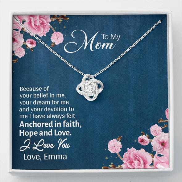 To My Mom, I Love You Knot Pendant With Message Card, Necklace For Mother's Day, Christmas, Birthday, Gift Ideas For Mom, Silver Jewelry For Her