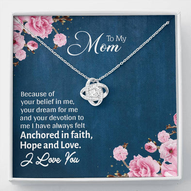 Love Knot Necklace For Mother's Day With Message Card, Gift For Her, Silver Necklace With Beautiful Message, Jewelry For Her, Mom, I Love You Knot Necklace