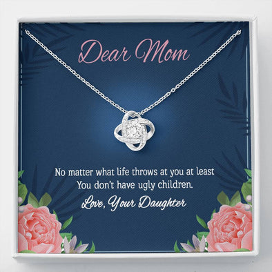 Knot Pendant For Mom, Silver Necklace With Message card, Gift For Mother's Day, Christmas, Birthday, Mother/Daughter Necklace, Present For Your Beautiful Mom