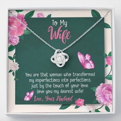 To My Wife, You Are That Women Who Transferred My Imperfections Into Perfections, Couple Accessories, Gift For Wife, Knot Necklace, Silver Pendant For Her