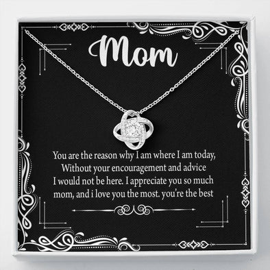 Mom, I Love You The Most, You are The Best Knot Necklace, Gift For Mother's Day, Christmas, Birthday, Silver Jewelry For Her, Present For First Love Of Your Life