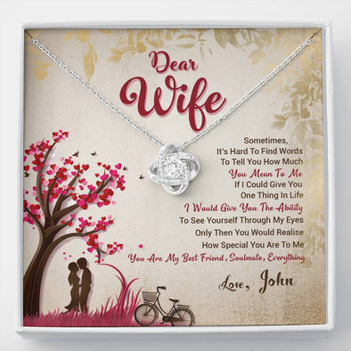 Dear Wife You Are Special to Me Knot Pendant, Valentine's Day, Anniversary, Couple Collection, Gift for Wife, Gift for Your Girl, Customized Knot Necklace