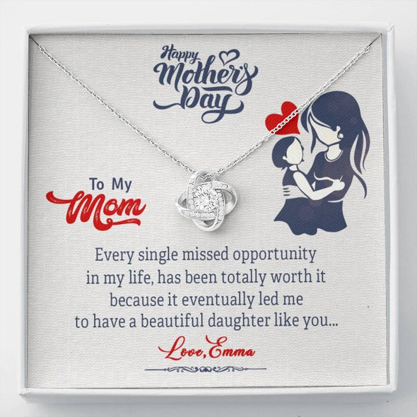 Customized Knot Necklace For Mom, Custom Gift For Mom, Present For Mother's Day, Jewelry For Her, Gift Ideas For Mom/Daughter