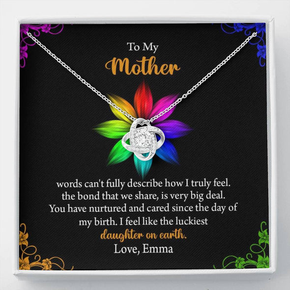 To My Mother Customized Knot Pendant, Pendant For Mother With Message Card, Gift Ideas For Mommy/Daughter, Jewelry For Her