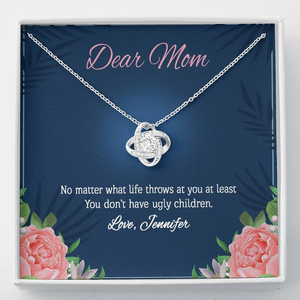 Love Knot Necklace With Message Card, Silver Jewelry For Mom, Gift For Mother's Day, Birthday, Christmas, Mom/Daughter Gift Ideas