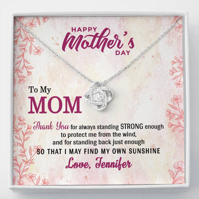 Love Knot Necklace With Message Card, Gift For Mother's Day, To my Mom, Thank You For Always Standing Strong, Silver Necklace, Gift Ideas For Mom/Daughter