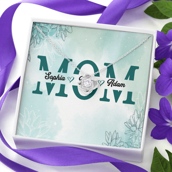 Mom Customized Pendant, Love Knot Necklace, Customized Pendant For Her, Mother’s Day Gift For Her, Birthday Gift, Christmas, Anniversary, Gift For Her, Valentine's Day, Jewelry For Her