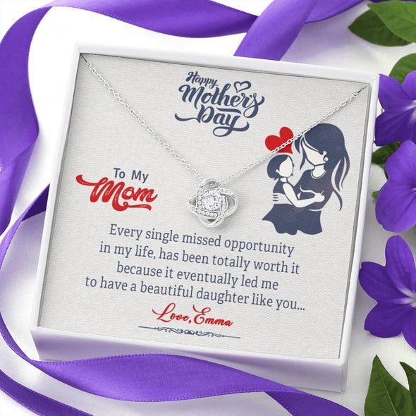 Customized Knot Necklace For Mom, Custom Gift For Mom, Present For Mother's Day, Jewelry For Her, Gift Ideas For Mom/Daughter