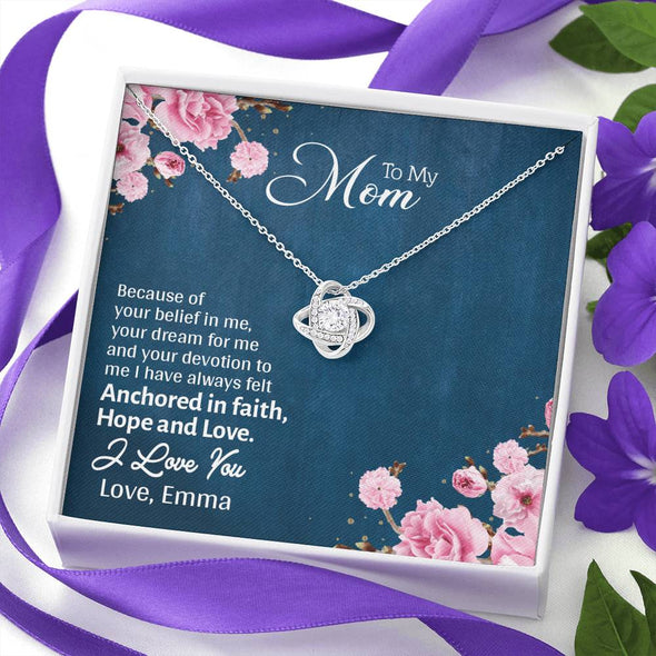 To My Mom, I Love You Knot Pendant With Message Card, Necklace For Mother's Day, Christmas, Birthday, Gift Ideas For Mom, Silver Jewelry For Her