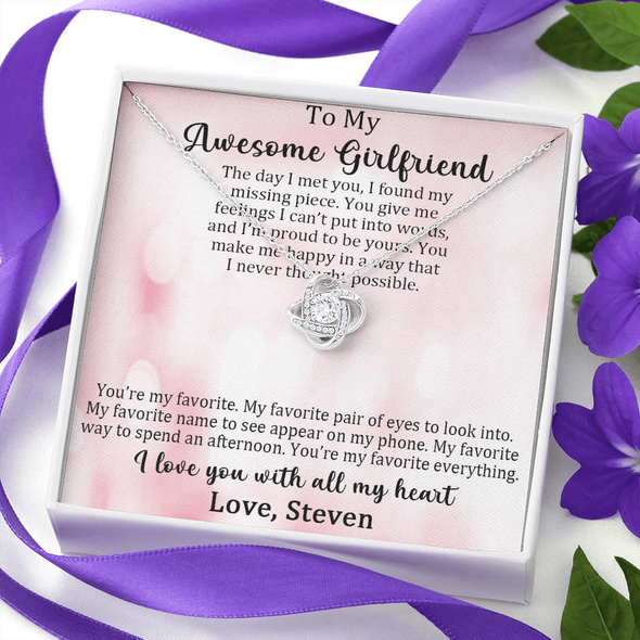 Customized Pendant For My Awesome Girlfriend, Love Knot Necklace, Customized Pendant For Her, Birthday Gift, Christmas, Anniversary, Gift For Her, Valentine's Day, Jewelry For Her