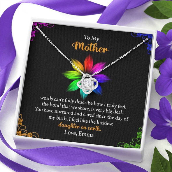 To My Mother Customized Knot Pendant, Pendant For Mother With Message Card, Gift Ideas For Mommy/Daughter, Jewelry For Her