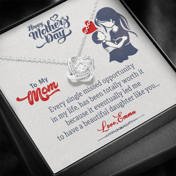 Customized Knot Necklace For Mom, Custom Gift For Mom, Present For Mother's Day, Jewelry For Her, Gift Ideas For Mom/Daughter