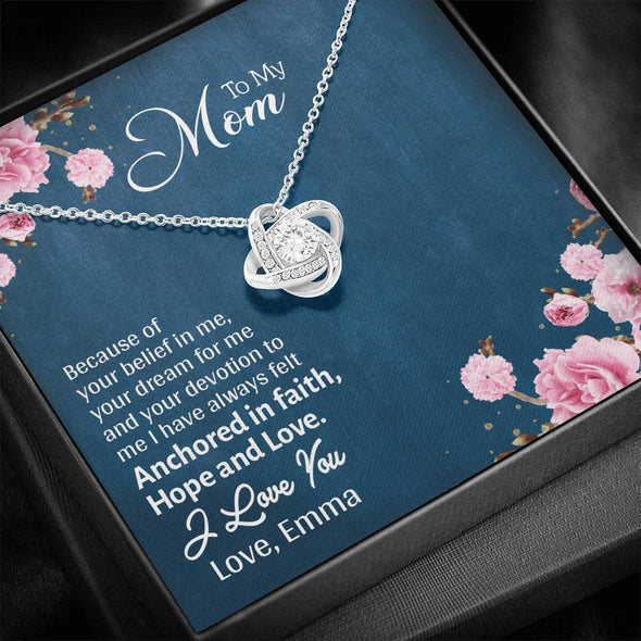 To My Mom, I Love You Knot Pendant With Message Card, Necklace For Mother's Day, Christmas, Birthday, Gift Ideas For Mom, Silver Jewelry For Her