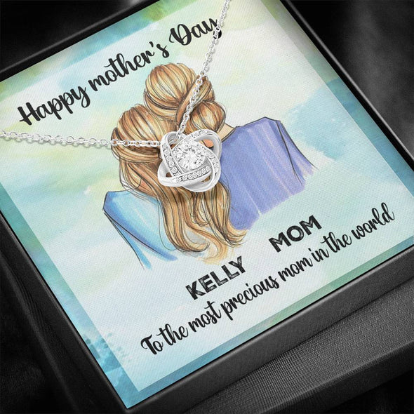 Happy Mother's Day To The Most Precious Mom In The World, Customized Necklace With Message Card, Mother/Daughter Personalized Gift, Gift For Mother's Day
